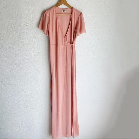 Show Me Your Mumu Noelle Flutter Wrap Dress Rustic Mauve Crisp Sz Small - Picture 3 of 7